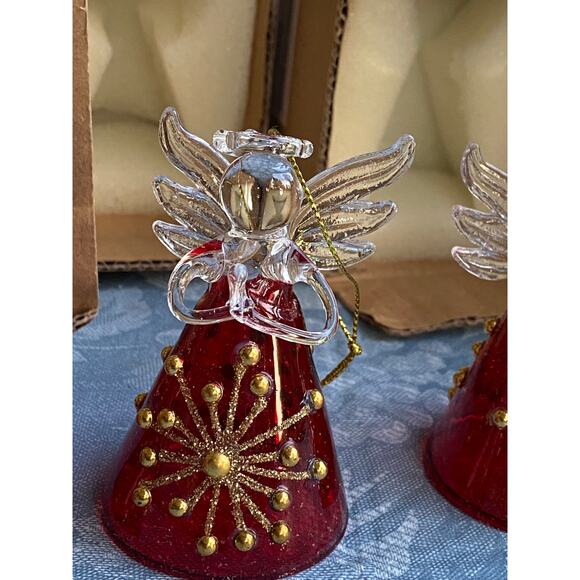 Glass angels red and gold. Set of Three (3) Christmas Ornaments NIB - Picture 11 of 16